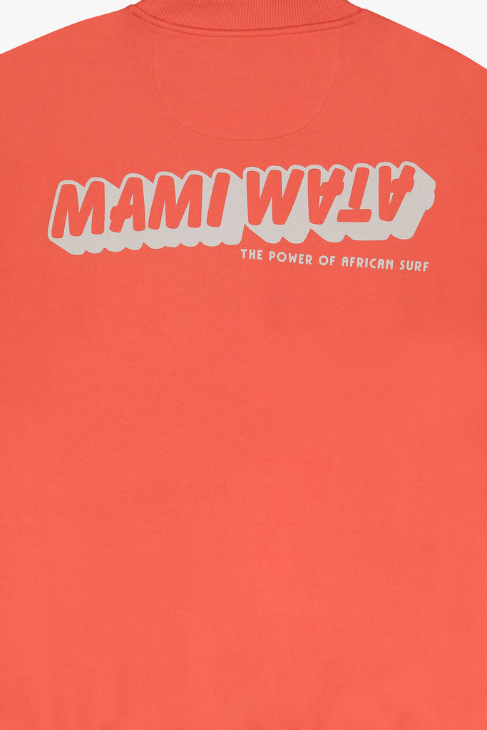 Close-up of 39/54 lightning bolt detail on the front of the crewneck